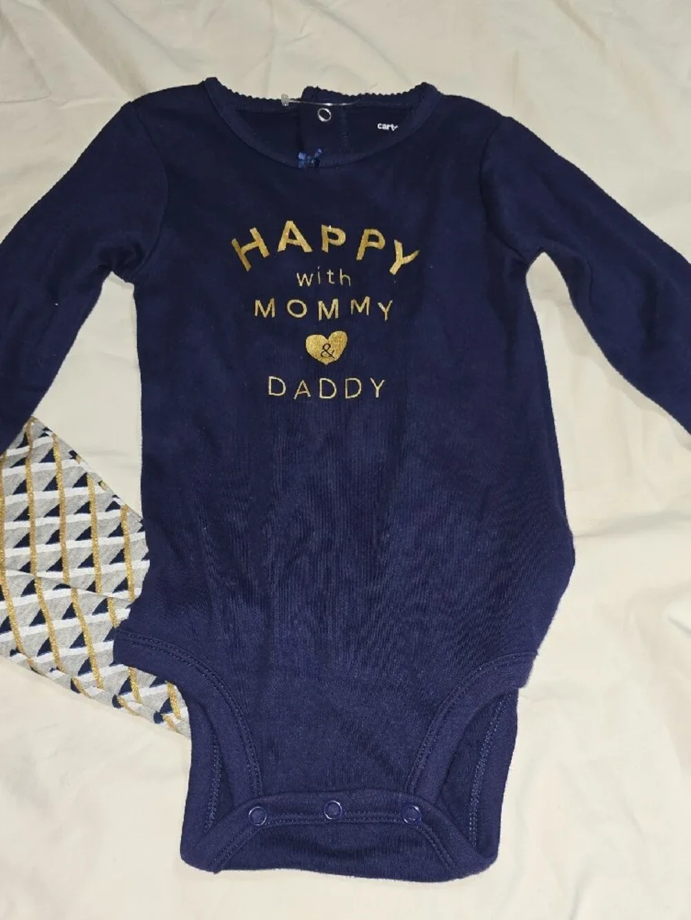 Carter's Navy and Gold 'Happy with Mommy & Daddy' Pajama Set